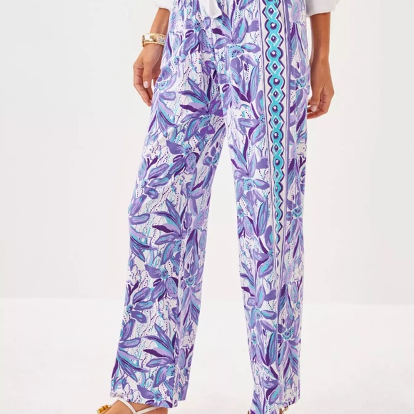 NWT Lilly Pulitzer Bal Harbour Palazzo Tropicalia Purple Elephant In The Bloom - Picture 4 of 5